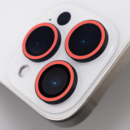 Luminous Camera Lens Protector for iPhone 16 Pro / 16 Pro Max Metal Ring Tempered Glass Glow in The Dark Lens Cover (3PCS) (Red, for iPhone 16 Pro/16 Pro Max) - color: Red