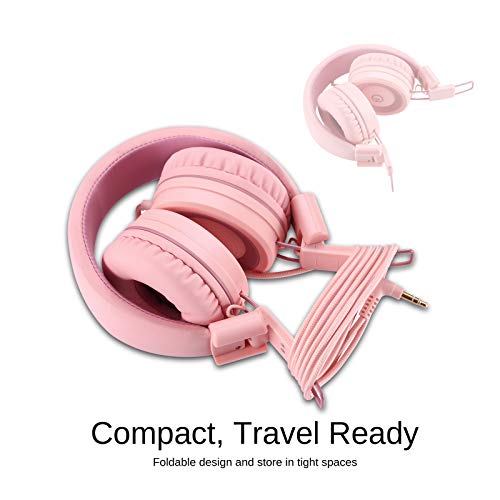 noot products K11 Kids Headphones Wired 3.5mm Jack Tangle-Free Soft Pink - color: Soft Pink
