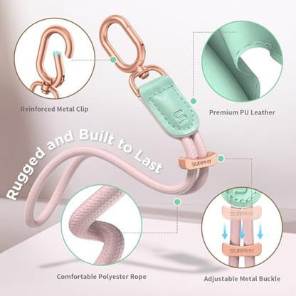 SURPHY Phone Wrist Strap, Keychain Wristlet, Phone Lanyard with Tether Tab - color: Pink & Mint