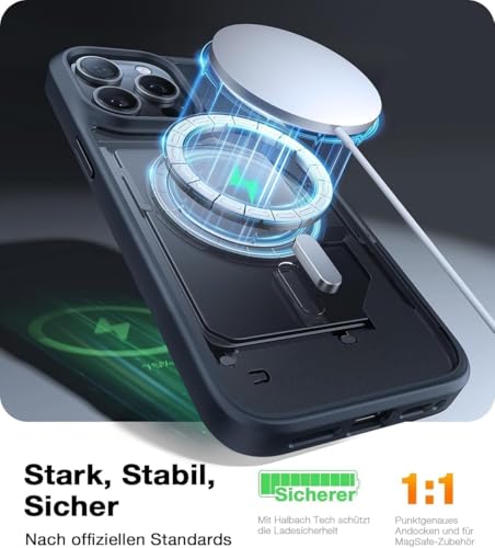 TORRAS Magnetic Shockproof for iPhone 16 Pro Max Case, [Fit for MagSafe] [Military-Grade Drop Tested] Translucent Slim Protective for iPhone 16 Pro Max Case Anti-Fingerprint Anti-Scratch, Black | 4X Military Grade Drop Tested, Translucent Slim Protective