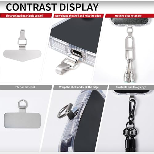 Phone Tether Tab, Bending Design 0.2mm Ultra-thin Stainless Steel Cellphone Lanyard Metal Patch Tether Tab - color: D