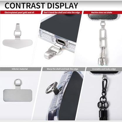 Phone Tether Tab, Bending Design 0.2mm Ultra-thin Stainless Steel Cellphone Lanyard Metal Patch Tether Tab - color: D