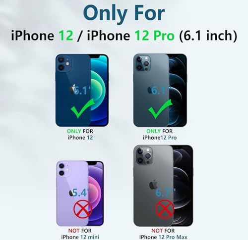 FNTCASE for iPhone 12 Case with Built-in Screen Protector and Kickstand | 20FT Military-Grade Drop Protection, Anti-Slip Matte Textured, Rugged Heavy Duty Shockproof TPU Protective Phone Cover - color: Blue