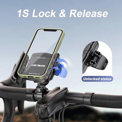 LOKTENWO Bike Motorcycle Phone Mount with Aluminum Alloy Mounting Base