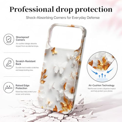 Case Compatible with iPhone 17 Pro Max, 2025 Anti-Yellow Ultra Transparent Soft TPU Phone Case, Shockproof Anti-Slip Slim Lightweight Full Coverage Protective (Flowers 2) - color: Flowers 2
