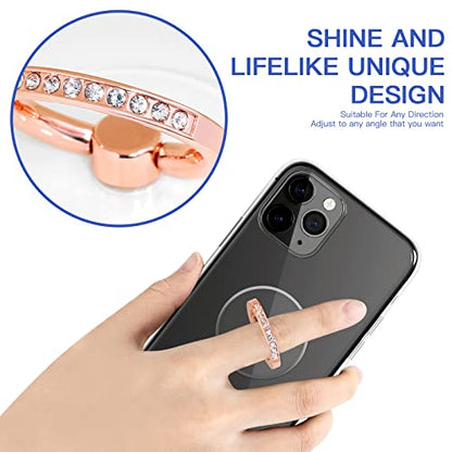 YINHEXI 2 Pcs Transparent Phone Ring Stand Holder Cell Phone Ring Holder Finger Grip 360 Degree Rotation (Rose Gold & Diamond-1) - color: Rose Gold & Diamond-1