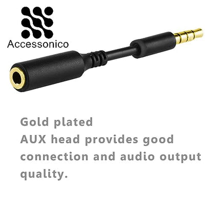 Accessonico 3 Pack Headset Audio Jack Extender, 3.5mm Headphone AUX Extension Adapter for Juice Pack, for Battery Charger Case, Power Case, for Smartphones, Tablets
