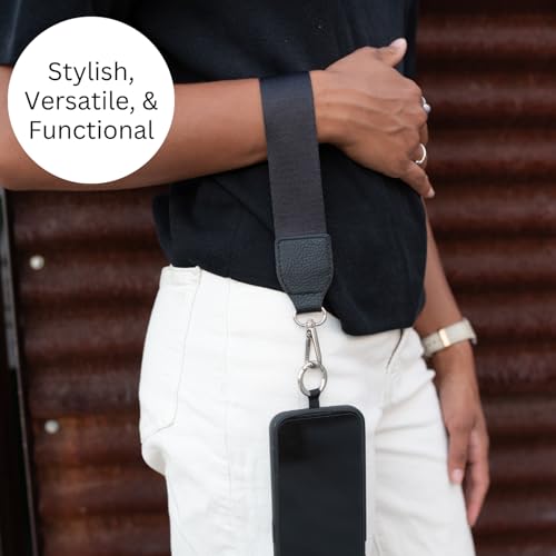 Save the Girls Clip & Go Phone Lanyard with Wallet Pouch, Chevron - color: Chevron Black/White Strap