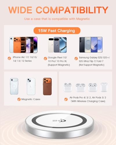 for Mag-Safe Charger 2 Pack,Qi2 Certified 15W Magnetic Wireless Charger Pad