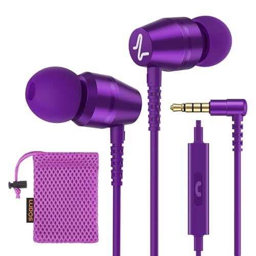 LUDOS OMNITONE Wired Earbuds in-Ear Headphones, 5 Year Warranty, Earphones with Microphone, 3.5 mm Jack Corded Ear Buds, Videoconference for iPhone, Samsung, Laptop, Kids, School Students - Purple - color: Purple, style: 3.5 mm