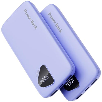 2026 2-Pack 10000mAh Portable Charger Battery Pack with Built in Cables - color: Purple