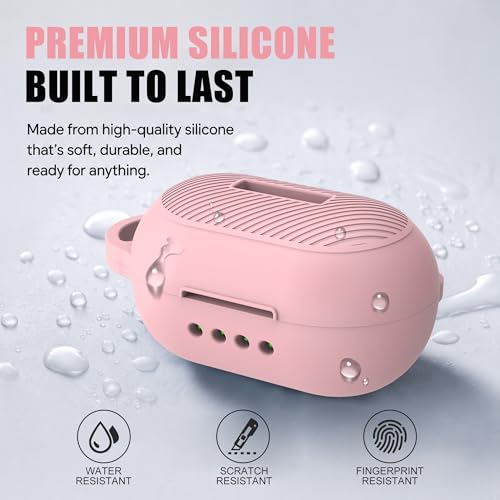 Case for Raycon Everyday Classic Headphones, Shockproof Soft Silicone Case for Raycon Earbuds Bluetooth Wireless, Ultra-Lightweight Protective Cover with Cleaning kit & Keychain, Pink - color: Pink