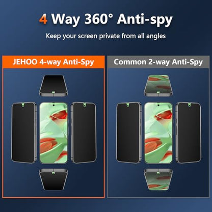 [2 Pack] 4 Way 360 °Matte TPU Privacy Screen Protector for Google Pixel 9 Pro XL (Not Glass), Fingerprint Sensor Compatible, Anti-Glare Full Adhesive Flexible Film