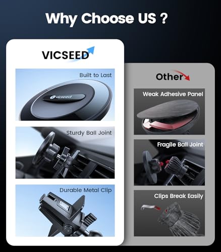VICSEED for MagSafe Car Mount [Upgraded Strong Magnetic & Won't Break Vent] - color: Pink Black