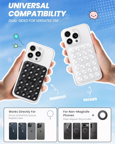 Klearlook 2Pack Magnetic Suction Phone Mount for MagSafe Case, Transparent & Black - color: Transpatent & Black