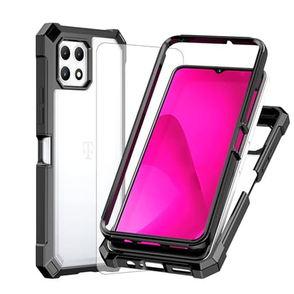 Ailiber for T-Mobile REVVL 7 5G Case, REVVL 7 5G Clear Case with Screen Protector, Dual Layer Shockproof Bumper, Transparent Anti Yellowing, Military Grade Protection Cell Phone Cover-Black - color: Crystal Clear & Black