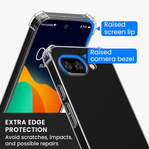 kwmobile Clear Case Compatible with Google Pixel 10a Cover - Soft Transparent Smartphone Case - with 2X Tempered Glass Screen Protectors - Transparent - size: Pixel 10a