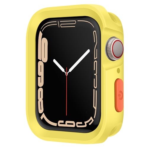 Amizee Rugged Case Compatible with Apple Watch Case Series 9/8/7 41mm SE 3/2/1 Series 6/5/4 40mm, Soft TPU Shockproof Bumper Drop Proof Protective Cover Compatible with iWatch - Yellow - color: Yellow, size: 40mm/41mm