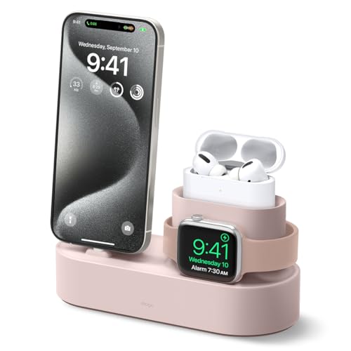 elago 3 in 1 Charging Station for iPhone, AirPods, AirPods Pro, Apple Watch - color: Sand Pink