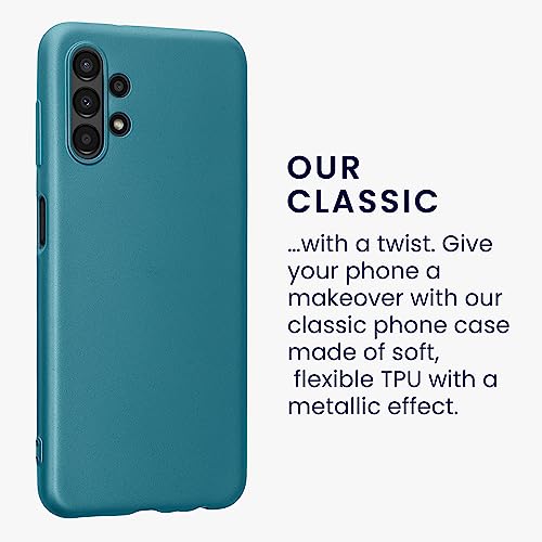 kwmobile Case Compatible with Samsung Galaxy A13 4G Case - Soft Slim Metallic TPU Silicone Cover - Metallic Caribbean Blue - color: Metallic Caribbean Blue, size: Galaxy A13 4G