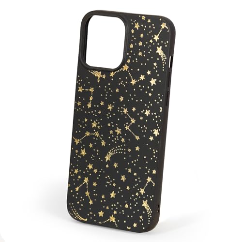 Black Case Compatible with - iPhone 13-6.1 inch Gold Stars Protective TPU Rubber Cover Cute Bumper Kawaii Constellation Design Celestial Silicone Aesthetic for Women Golden Astrological Fancy - color: Starry, size: iPhone 13