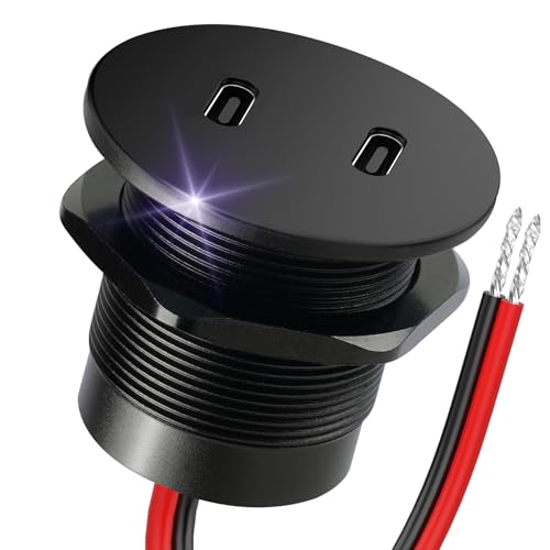 50W 12V USB Outlet Dual 25W USB-C Charger PD 3.0 Aluminum Fast Charging Socket, Replacement Car Charger Accessories for RV Camper Trailer Truck Boat Golf - color: 1Pcs