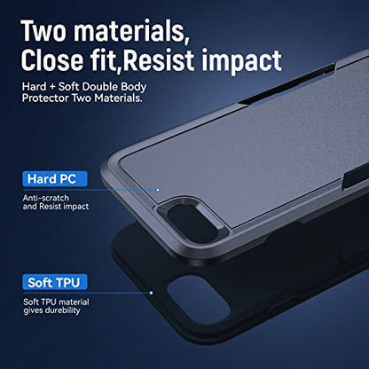 for iPhone SE Case 2022(3rd)/2020(2nd)/iPhone 7/8 Case, with Screen Protector,[Military Grade Drop Tested] Heavy-Duty Tough Rugged Shockproof Protective Phone Case, Blue - color: Blue