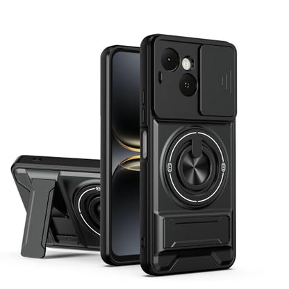 Compatible with Tecno Pop 10 Pro Case Cover,Compatible with Tecno Spark 40C 4G KM4k with Slide Camera Cover Phone Stand Protective Case Black - color: Black, size: Compatible with Tecno Pop 10 Pro