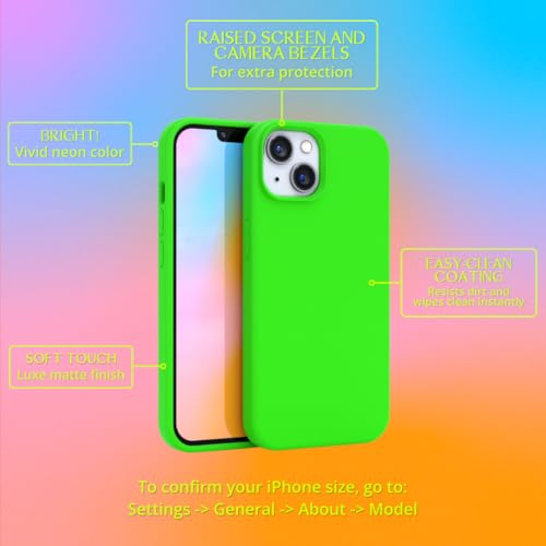 FELONY CASE - iPhone 13 / iPhone 14 Case - Neon Green Silicone Phone Cover | Liquid Silicone with Anti-Scratch Microfiber Lining, 360° Shockproof Protective Case for Apple iPhone 13 and iPhone14 - color: Neon Green, size: iPhone 13/14 without MagSafe