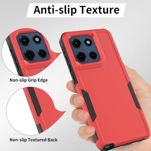 for Moto G Stylus 2025/2026 Case: Dual Layer Protective Heavy Duty Cell Phone Cover Shockproof Rugged with Screen Protector - Military Protection Bumper Tough - for G Stylus 2025/2026, Red - color: Red (PC) + Black (TPU)