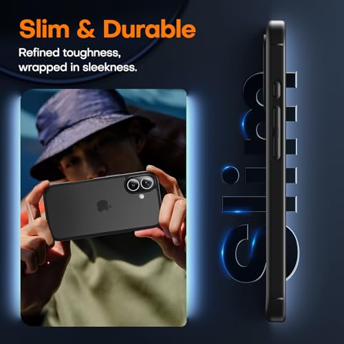 TAURI for iPhone 17 Case, Anti-Yellowing with Screen Protector, Translucent Matte Military-Grade Protection Shockproof Slim Phone Case for iPhone 17, Matte Black - color: F-Matte Black