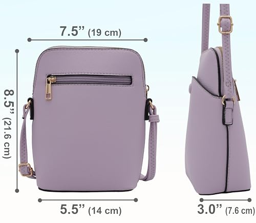 Small Crossbody Bag with Gold Hardware, Mini Shoulder Purse with Adjustable Strap - color: Lavender