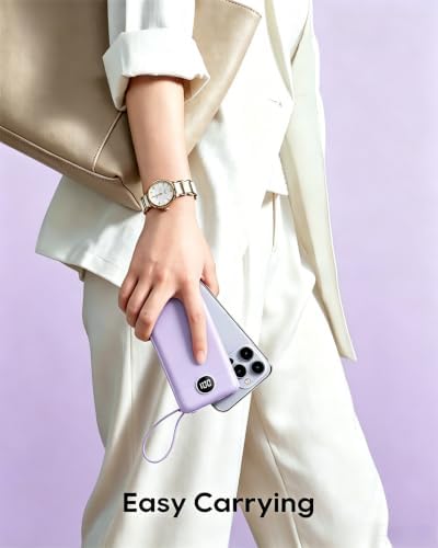 VRURC Portable Charger,4 Built -in Cables Power Bank 10000mAh,Flight-Safe - color: Lavender