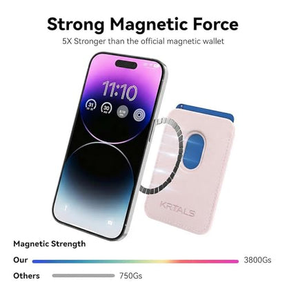 Magnetic Wallet Cell Phone Card Holder for Phone Case with Mag-Safe | Stronger Magnetic RFID Leather Phone Wallet Stick on Series of iPhone 17/16/15/14/13/12 and Pro/Promax, 2-Pack Light Pink - color: Light Pink, size: 2 Pack