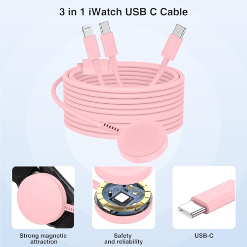 QZIIW 20W Apple Watch Charger,Apple Watch Magnetic Fast Charger USB C Cable - color: Pink