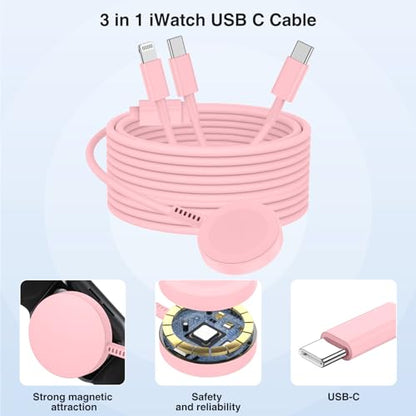 QZIIW 20W Apple Watch Charger,Apple Watch Magnetic Fast Charger USB C Cable - color: Pink