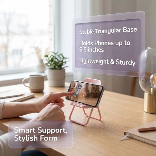 4Pcs Mini Folding Chair Phone Stand, Candy Color Portable Foldable Mobile Holder, Cute Creative Desk Accessory for Cellphones