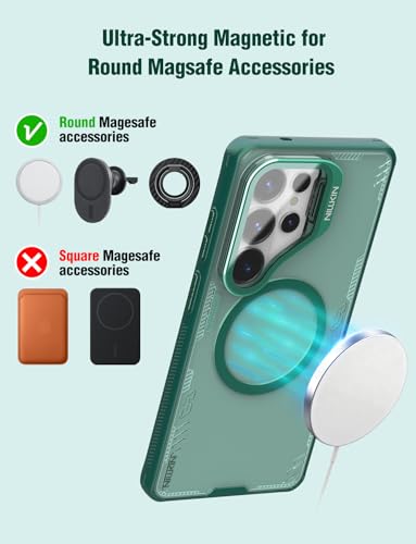 Nillkin Magnetic Case for Samsung Galaxy S26 Ultra, [2-in-1 Lens Cover & Hidden Kickstand] [MagSafe Compatible & Anti-Yellowing] Shockproof S26 Ultra Translucent Slim Case for Men Women, Clear Green - color: Clear Green