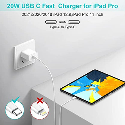 iPad Fast Charger, 20W iPad Pro Charger with 10FT iPhone 17 16 Charging Cable for iPhone 17/17 Pro/17 Air/16,iPad A16/10th, iPad Air 13/11 inch M4/M3/M2/5th, iPad mini 7/6th, iPad Pro 13/12.9/11 inch - size: 1Pack