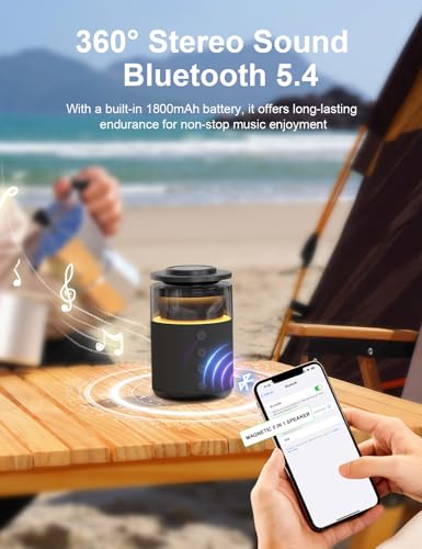 5-in-1 Magnetic Wireless Charging Station for Apple Device, Portable Bluetooth Speaker with Adjustable Night Light, 33W Fast Charger Stand for iPhone 17/16/15/14/13 Pro Max, Apple Watch, AirPods - color: Black