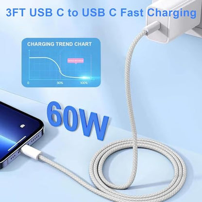 [Apple MFi Certified] USB C to USB C Cable for iPhone 17 Fast Charger Woven - size: [6.6/6.6/6.6] FT