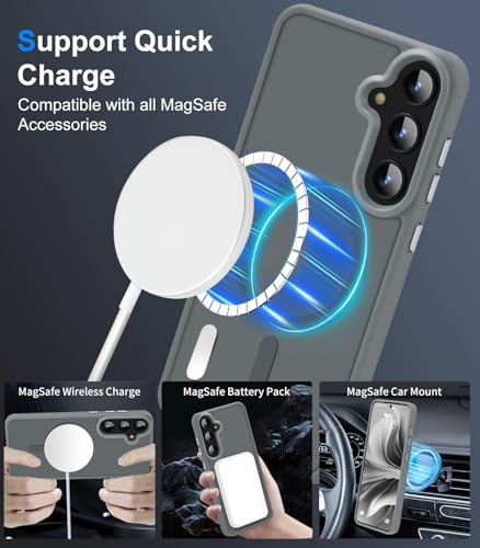 N52 Strong Magnetic Case for Samsung Galaxy S23 Case, Fit for MagSafe Thin Shockproof Drop Protection Translucent Non-Fingerprint/Scratch Slim Protective S23 Phone Case-Frosted Grey - color: Frosted Grey