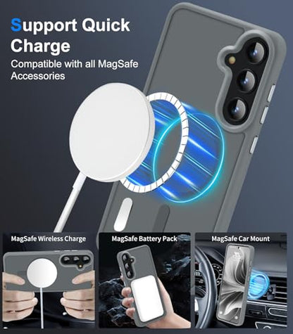 N52 Strong Magnetic Case for Samsung Galaxy S23 Case, Fit for MagSafe Thin Shockproof Drop Protection Translucent Non-Fingerprint/Scratch Slim Protective S23 Phone Case-Frosted Grey - color: Frosted Grey