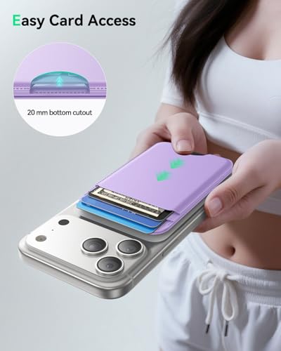 for MagSafe Wallet with Stand, 5 Card Holder, Slim Leather Magnetic Wallet for iPhone 17/16/15/14/13/12 Pro Max Plus Air Series, 3 Card Slots & 1 Cash Slot,Purple - color: Purple