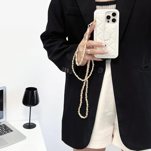Phone Crossbody Chain Cell Phone Lanyard,Leather+Metal Shouder Strap Universal Cellphone Chain Strap with Tether Patches Compatible with Most Phones Bag Purse Silver+White - color: B