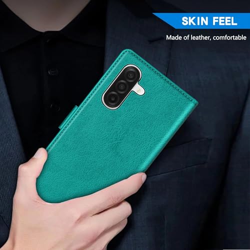 ZZXX for Samsung Galaxy A17 5G Wallet Case with [RFID Blocking] Card Slot Kickstand Magnetic Closure PU Leather Flip Fold Protective Phone Case for Samsung Galaxy A17(Lake Blue-6.7 inch) - color: Lake Blue