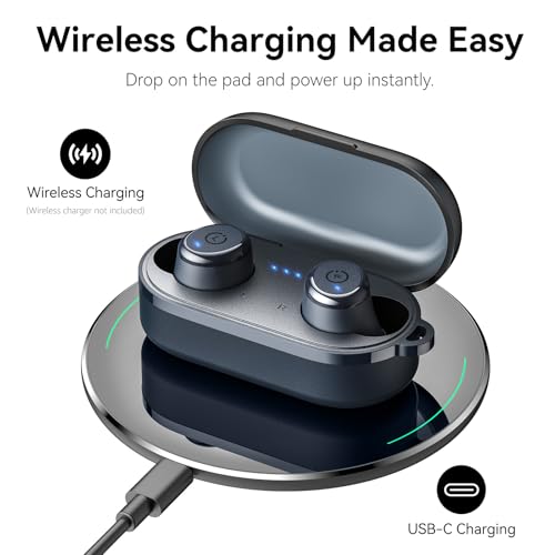 TOZO T10 Wireless Earbuds Powerful Bass Stereo Wireless Charging, APP, IPX8 - color: Matte Blue