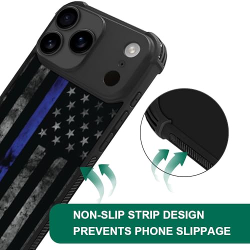 DJSOK Case for iPhone 17 Pro Max,Compatible with MagSafe,Anti-Scratch Shockproof Case,American Police Flag - color: American police flag, size: IPhone 17 Pro Max