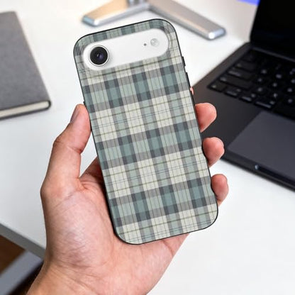 Turquoise and Navy Blue Rustic PlaidAnti-Yellowing Soft TPU Phone Case for iPhone 17, Shockproof and Scratch-Resistant Case - color: black-style-173