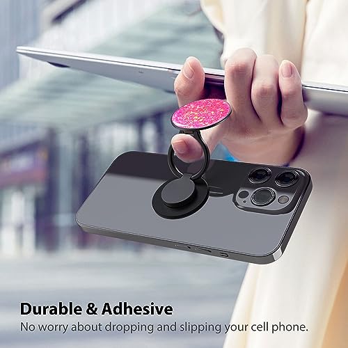 Phone Ring Holder, Phone Grip Holder Finger Kickstand, Foldable & Adjustable Metal Cell Phone Rings Gripper Stand Work with Magnetic Car Mount for iPhone Samsung & Other Phones - Sparkle Pink - color: Sparkle Pink